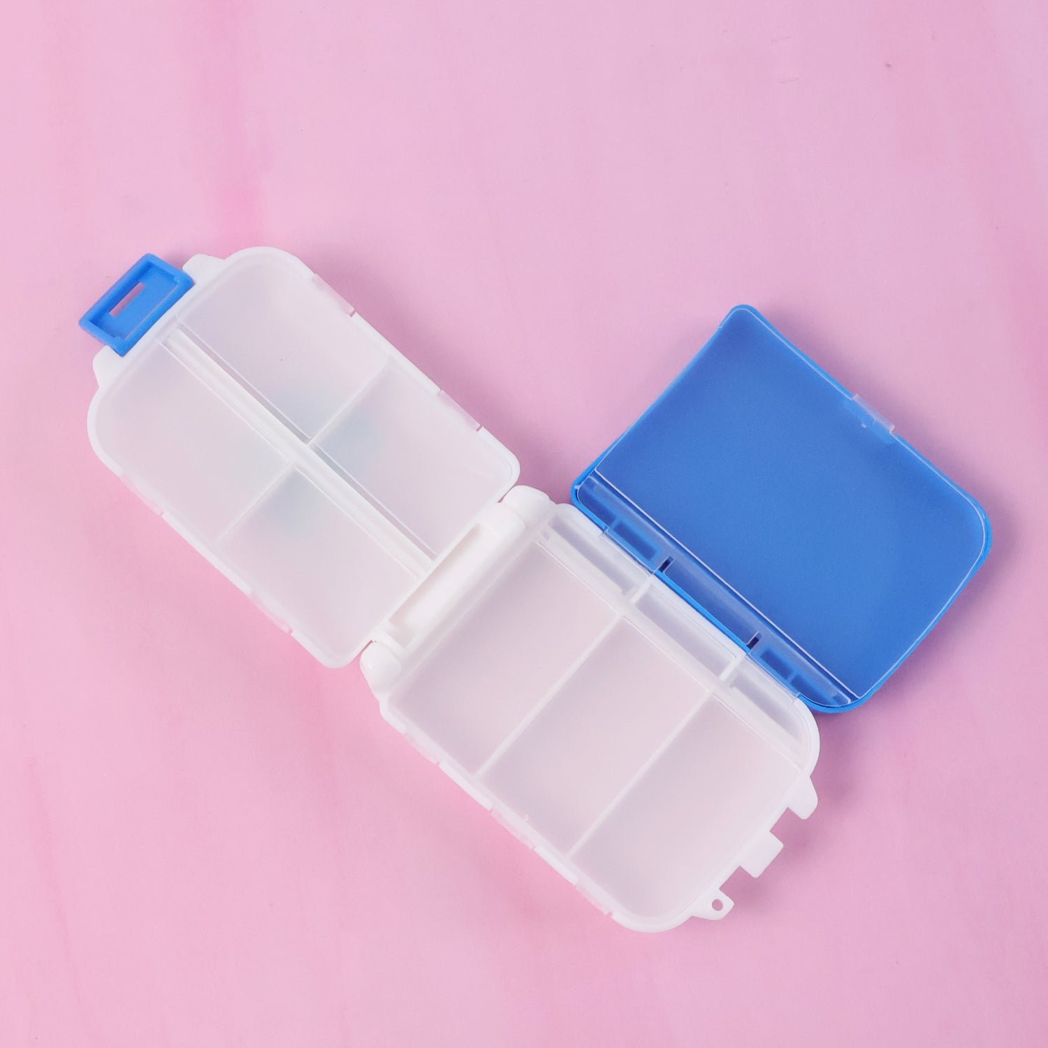 portable blue dual sided pill organizer box (1 pc)