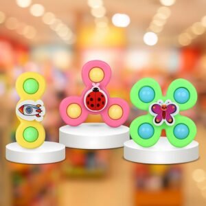 colour baby spinner toy set – suction cup sensory spin toys (3 pc set)