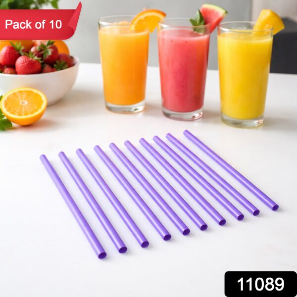 reusable plastic drinking straws pack of 10