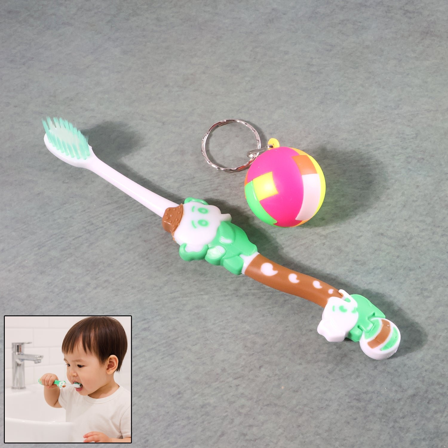 kids toothbrush and ball keychain toy set