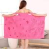 soft & absorbent microfiber bath towel wrap with shoulder straps (1 pc)