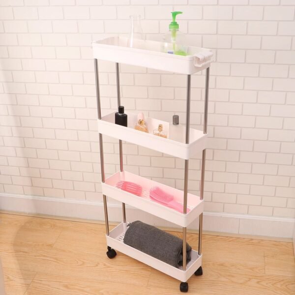 plastic 4 layer folding trolly storage organizer kitchen rack