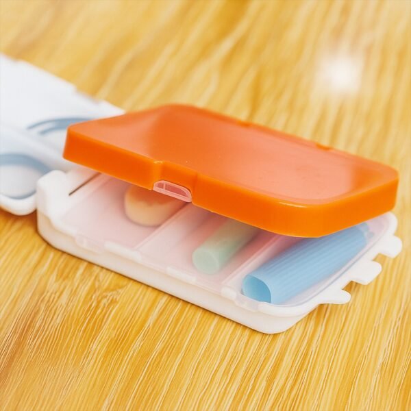 portable orange dual sided pill organizer box (1 pc)