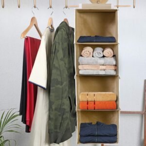 fabric hanging 4 shelf closet cloth organizer