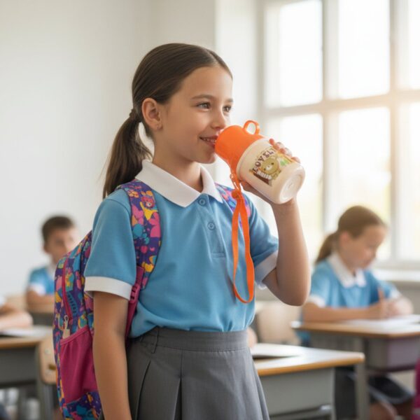 lovely cartoon printed plastic cup with lid (approx. 350 ml, 1 pc)