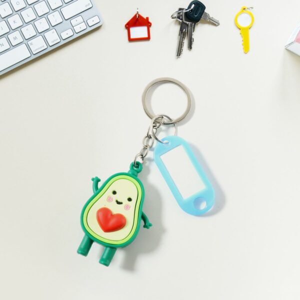 cute avocado cartoon keychain with name tag holder (1 pc) cute avocado cartoon keychain with name tag holder (1 pc)