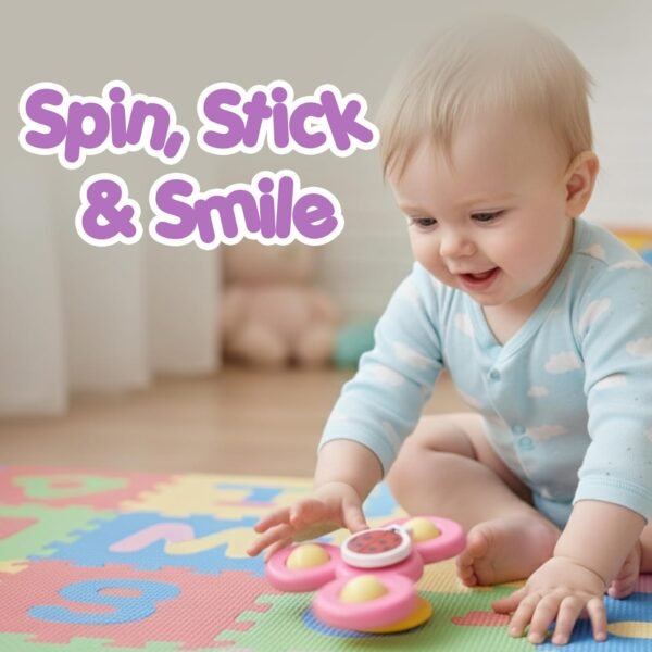 colour baby spinner toy set â€“ suction cup sensory spin toys (3 pc set)