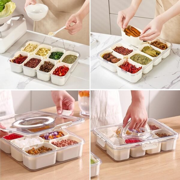 6 compartment fridge storage box with lid