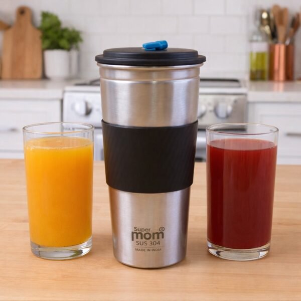 supermom stainless steel sip mate travel tumbler (approx. 500 ml)