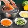 3 in 1 stainless steel mixing, straining & grater bowl set