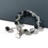elegant black & crystal beaded charm bracelet