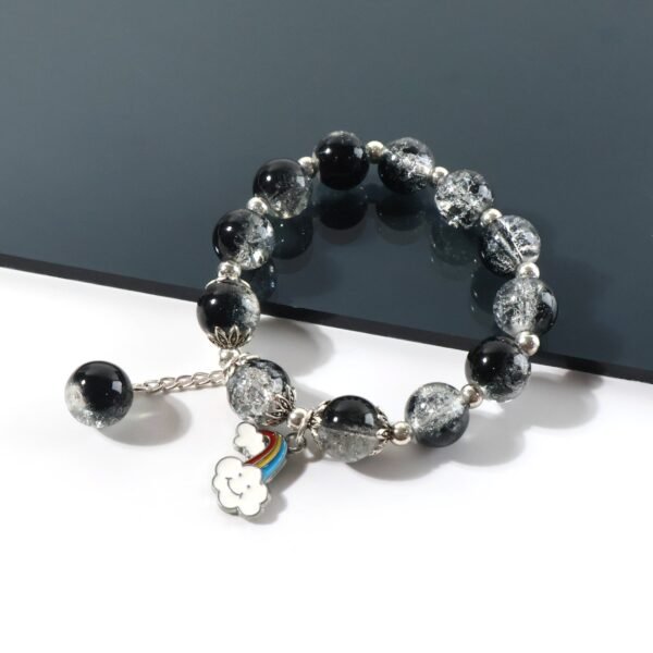 elegant black & crystal beaded charm bracelet
