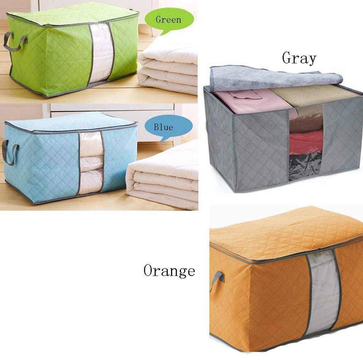 premium quilted foldable storage bag with transparent window