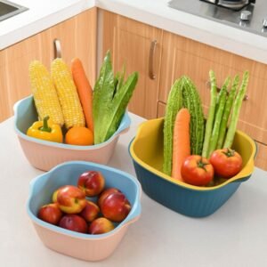 plastic washing bowl & strainer basket for kitchen use plastic washing bowl & strainer basket for kitchen use