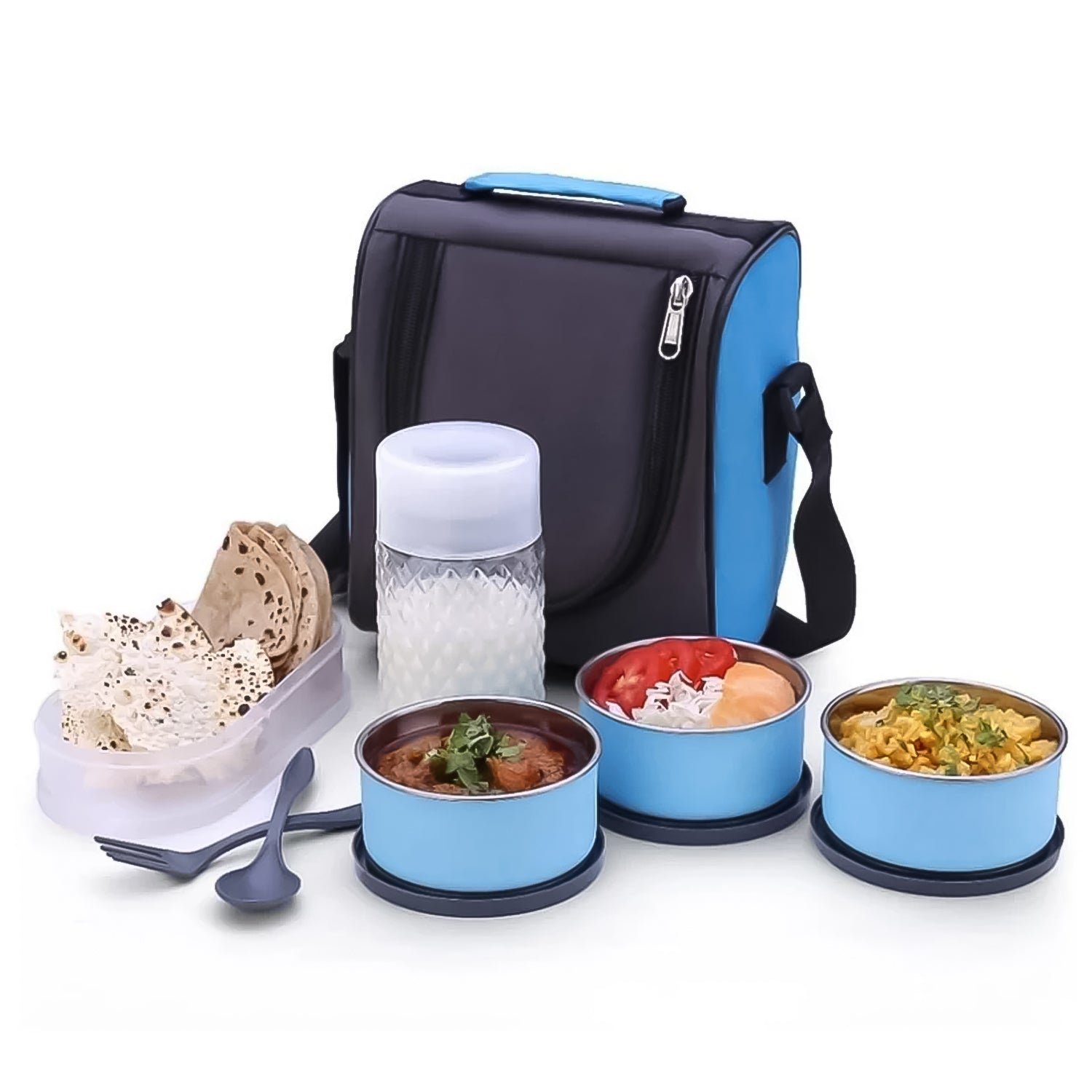 all in one lunch box with fabric bag for office & school