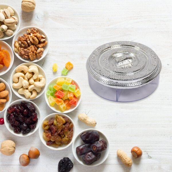 round smiley multi purpose 4 compartment box for home & kitchen use