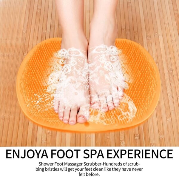 yellow silicone bath massage cushion â€“ suction cup exfoliating foot scrubber & mat