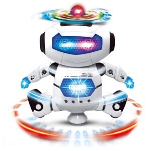 dancing robot with 3d lights and music.