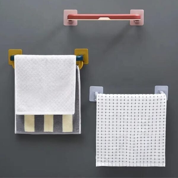 wall mounted double bar towel holder with hooks & adjustable folding shelf