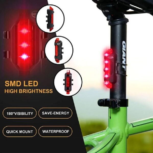 usb rechargeable bicycle led tail light set (1 set)