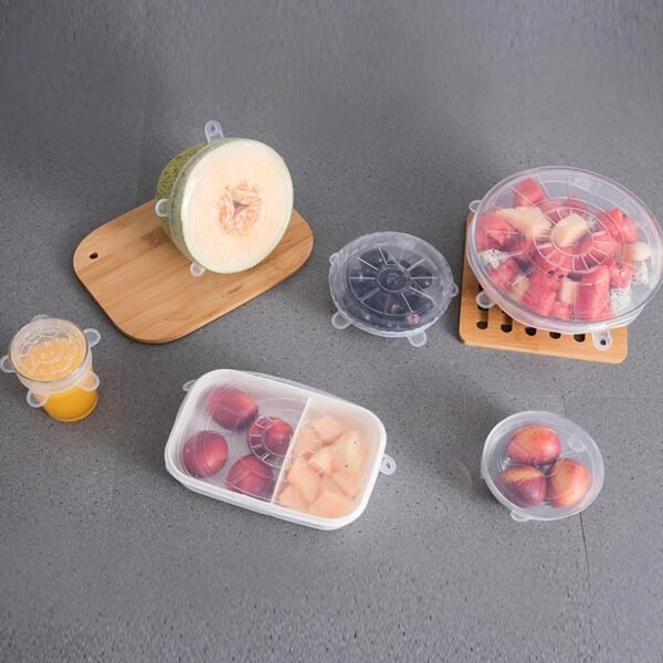 reusable stretchable food cover set (6 pc)