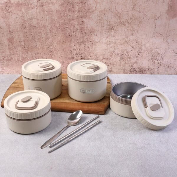 bento style lunch box set with multiple containers & carry bag