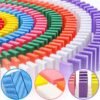 120pc dominoes blocks set multicolor wooden toy building indoor game toy.