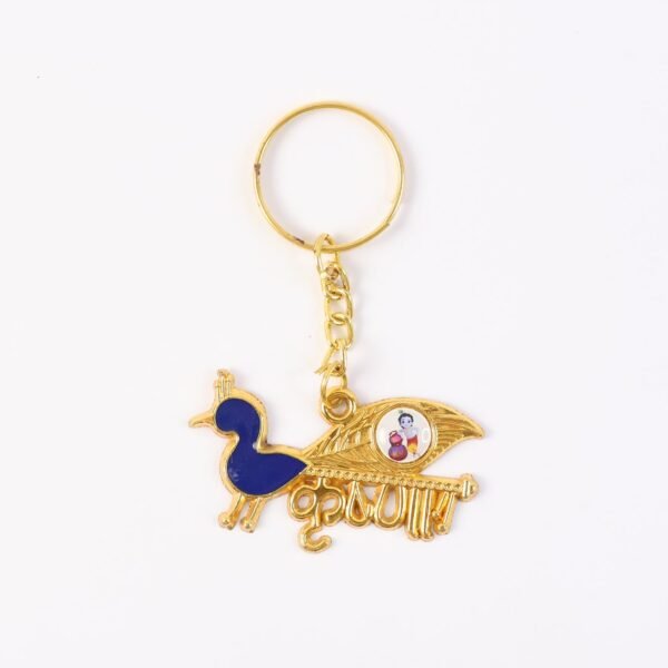 premium krishna themed decorative metal keychain