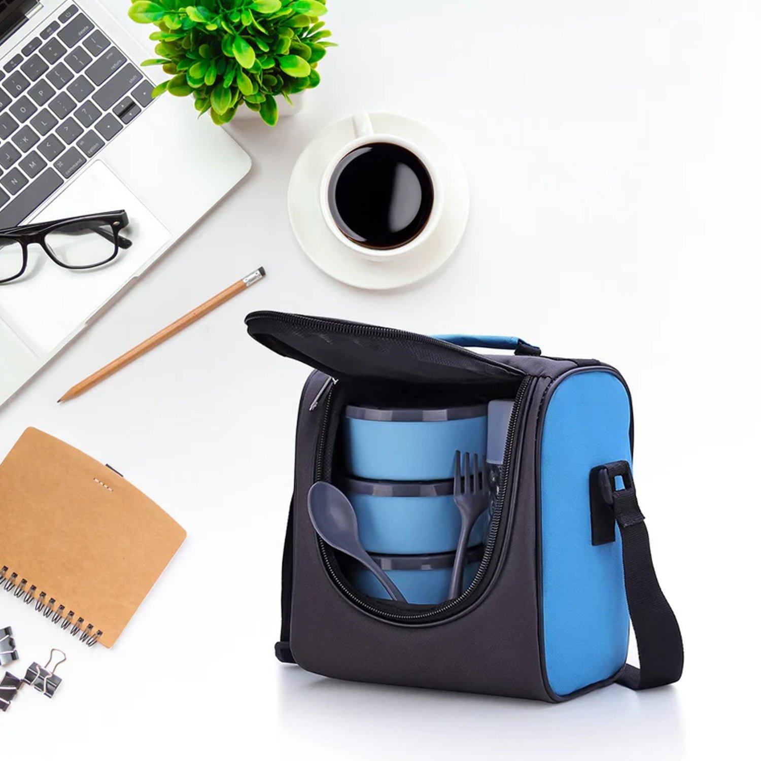 all in one lunch box with fabric bag for office & school