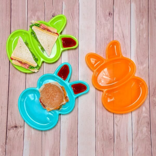 6 piece rabbit shape dish set for kids (multicolor)