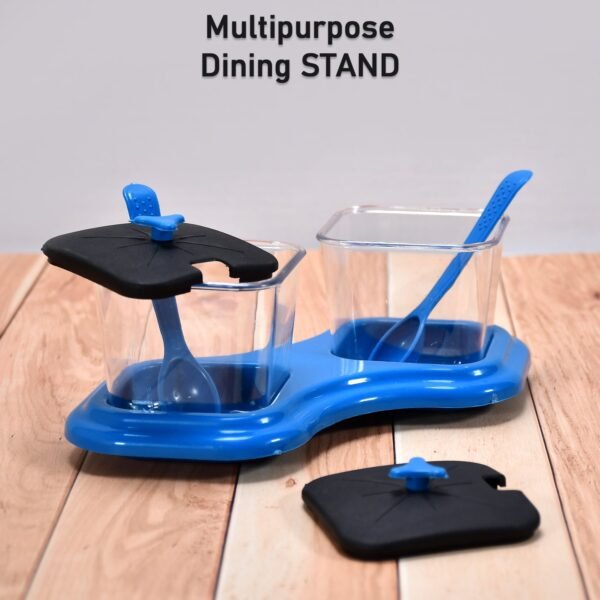 2 piece dining stand with pickle jar, spice tray & spoons