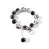 elegant black & crystal beaded charm bracelet