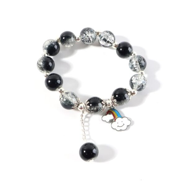 elegant black & crystal beaded charm bracelet