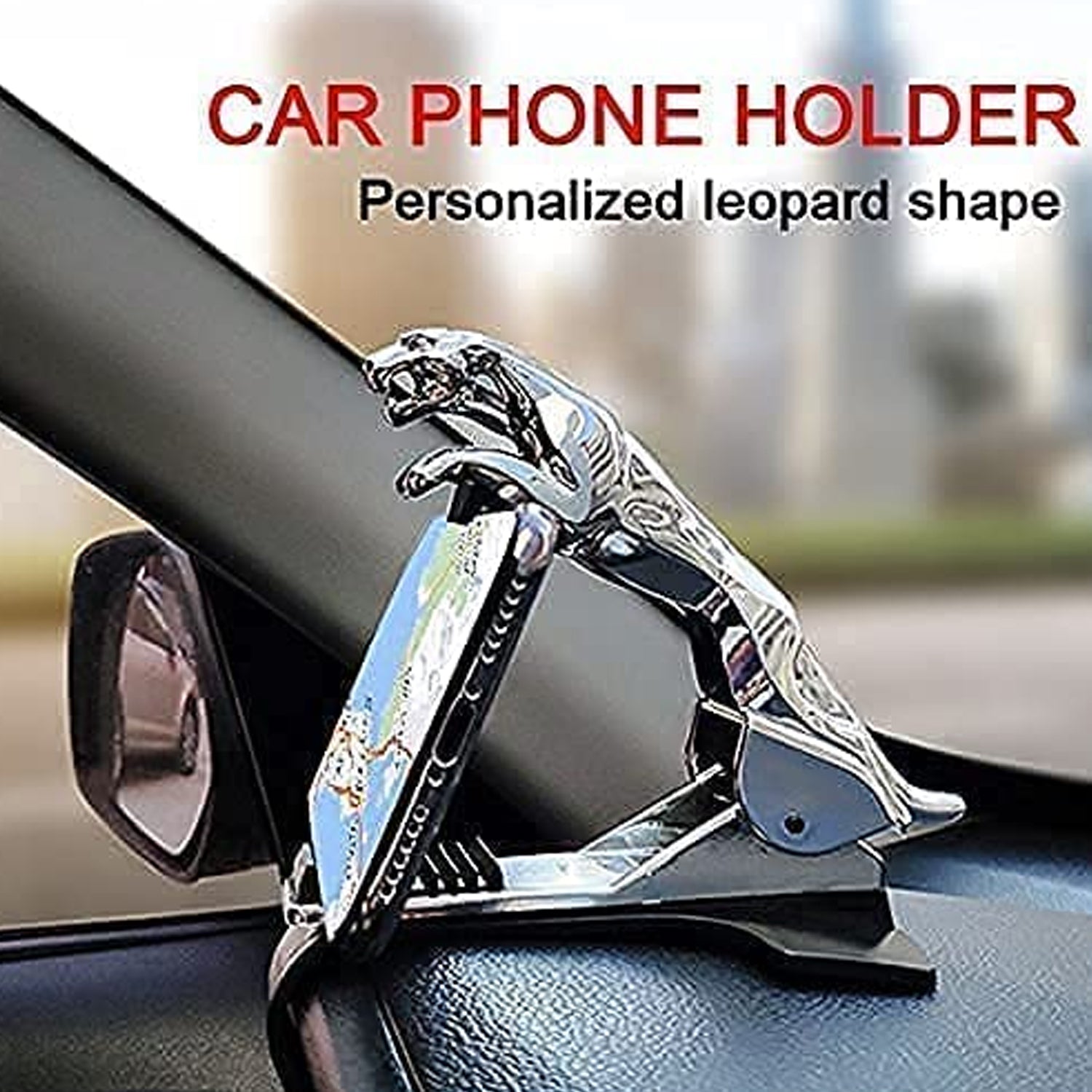 jaguar leopard shape plastic phone clip, mobile phone holder for car use