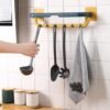 wall mounted double bar towel holder with hooks & adjustable folding shelf