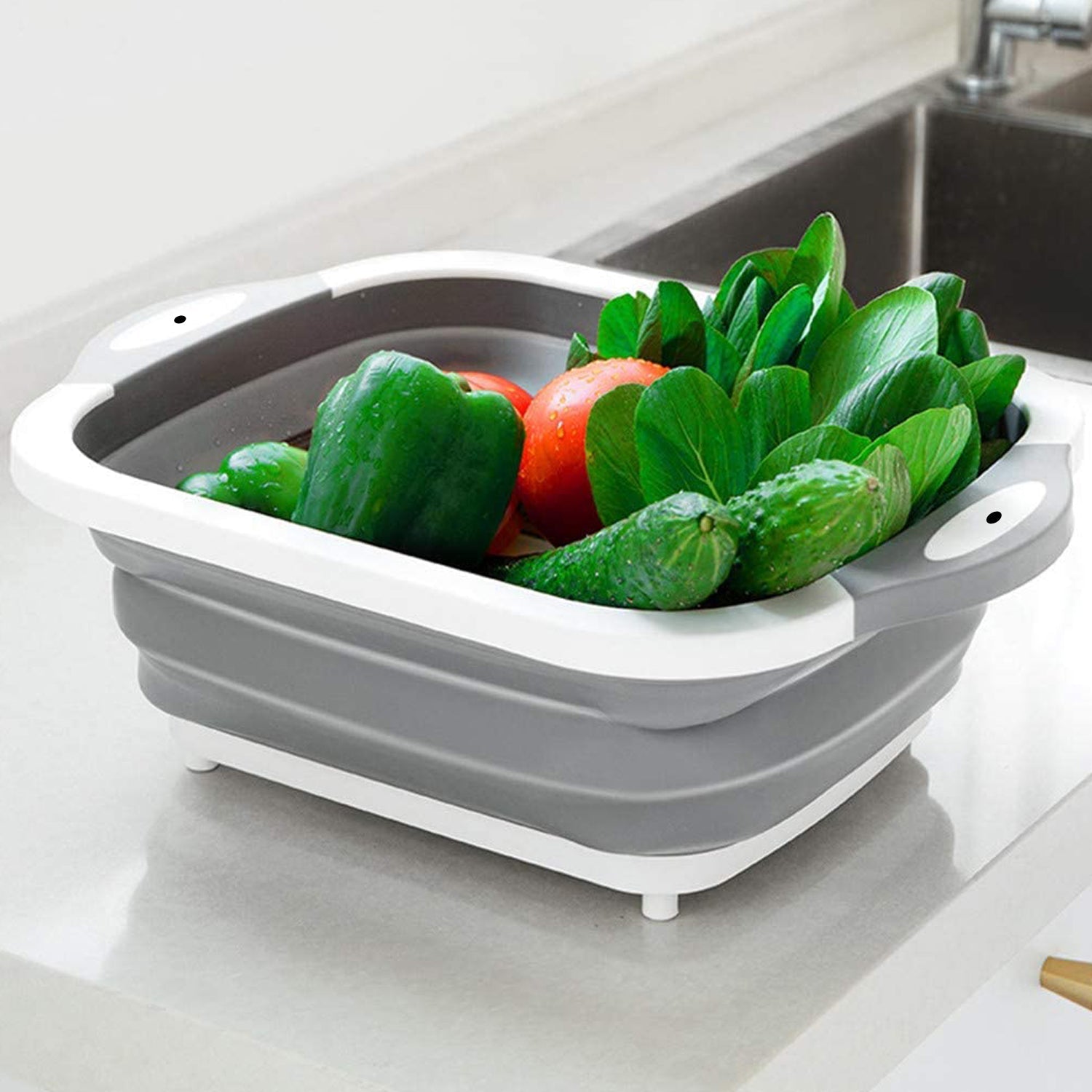 collapsible cutting board with dish tub basket for kitchen use ( 1 pcs ) collapsible cutting board with dish tub basket for kitchen use ( 1 pcs )