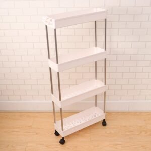 plastic 4 layer folding trolly storage organizer kitchen rack