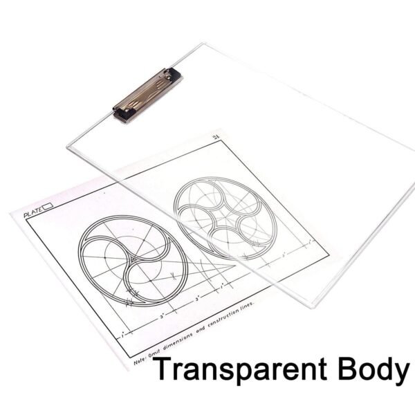 transparent premium exam pad with centimeter measuring side for students