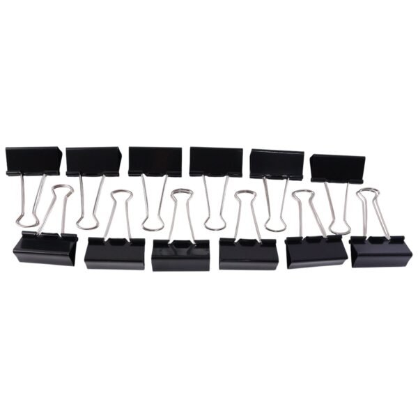 black metal binder clips (19 mm, 12 pieces set)