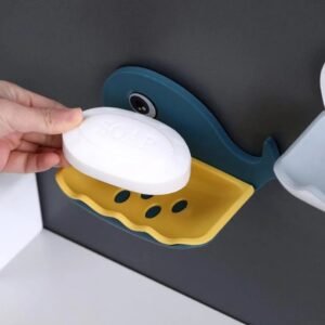 fish shape wall mounted double layer soap holder for bathroom & kitchen