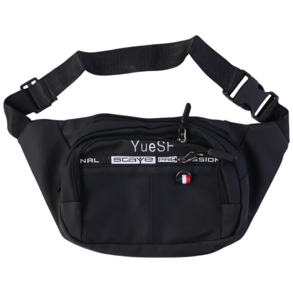 stylish multi pocket black waist bag / fanny pack (1 pc / mix design)