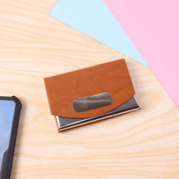 leather & stainless steel business card holder (1 pc)