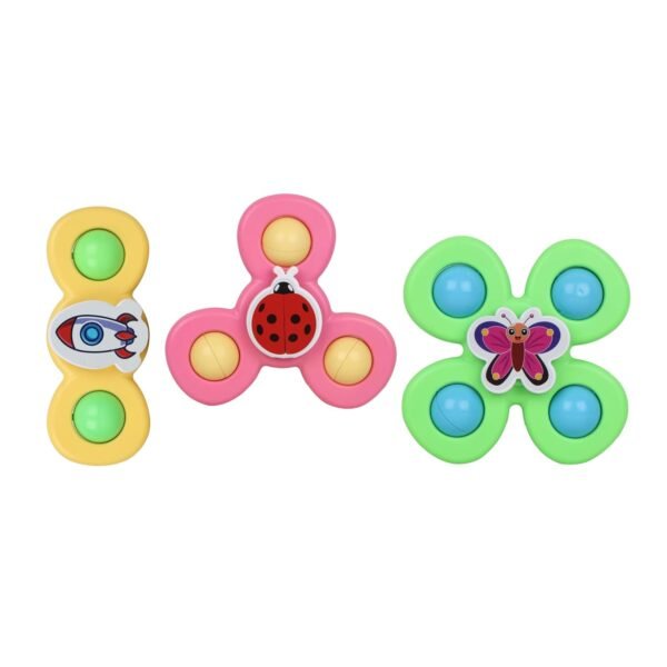 colour baby spinner toy set â€“ suction cup sensory spin toys (3 pc set)