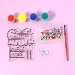 kids paint coloring & craft activity set with beads (mix design, 1 set)