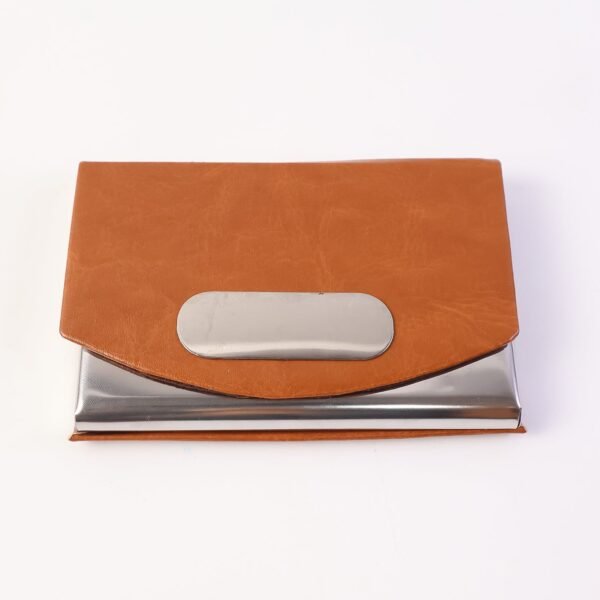 leather & stainless steel business card holder (1 pc)