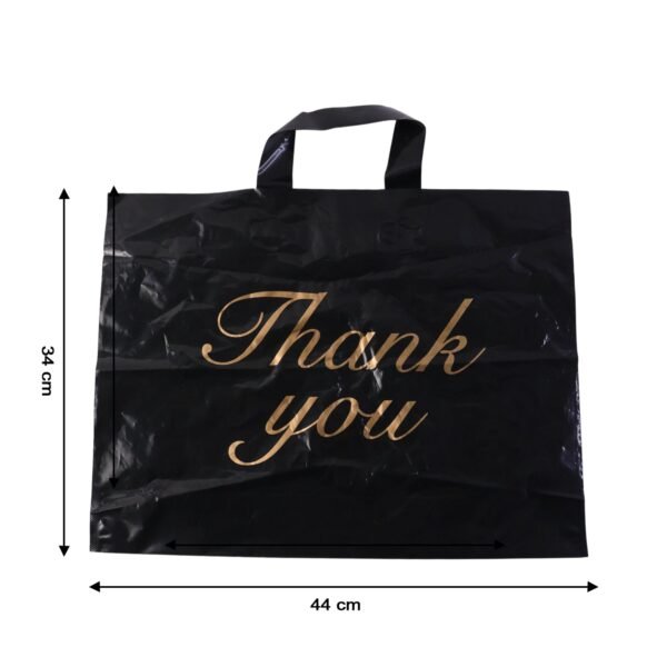 large black thank you printed plastic carry bag (34 Ã— 44 cm, 1 pc)