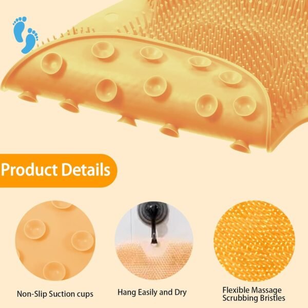 yellow silicone bath massage cushion â€“ suction cup exfoliating foot scrubber & mat