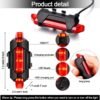 usb rechargeable bicycle led tail light set (1 set)