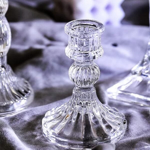 elegant crystal glass candle holder stand (1 pc)