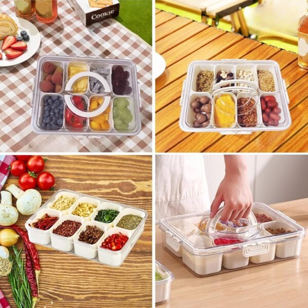 6 compartment fridge storage box with lid